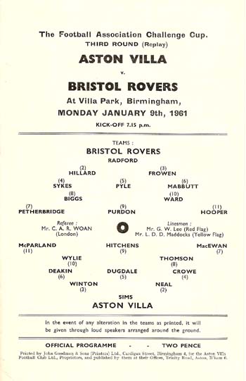 Aston Villa FC v Bristol Rovers FC